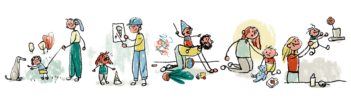 Illustrasjon av forskjellige foreldrestiler